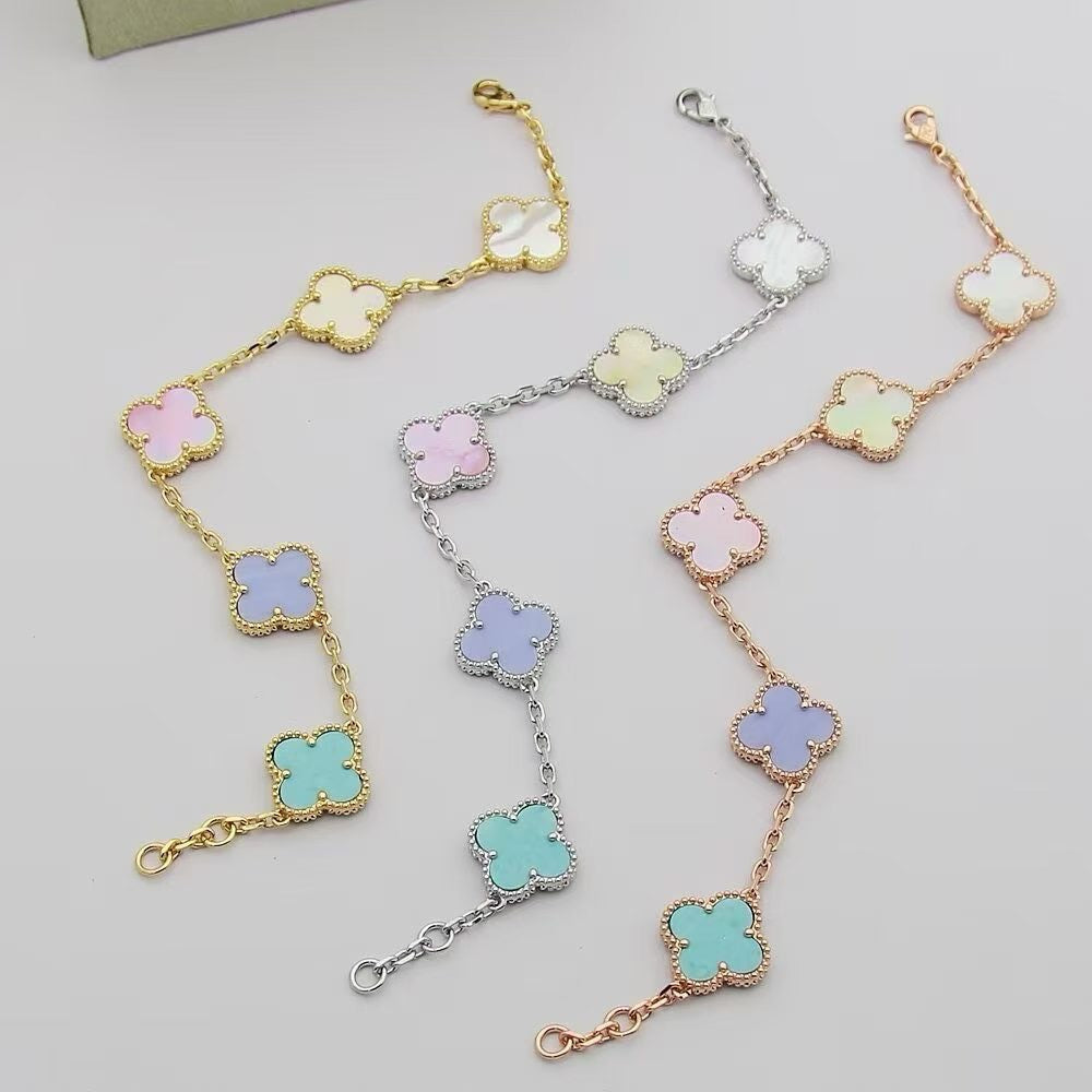 [sparkle Jewellery]Four‑Leaf Clover Summer Colorful Dopamine Bracelet