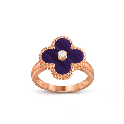 [Sparkle]ラッキー クローバー ダイヤモンドアクセント ローズゴールド リング コレクション