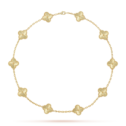 [Sparkle]KLASSISCHE GLÜCKSKETTE MIT 10-MOTIV-KLEEBLATT GOLD KOLLEKTION