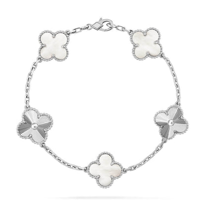 [Sparkle]LUCKY CLOVER 5モチーフ ブレスレット - マザーオブパール コレクション