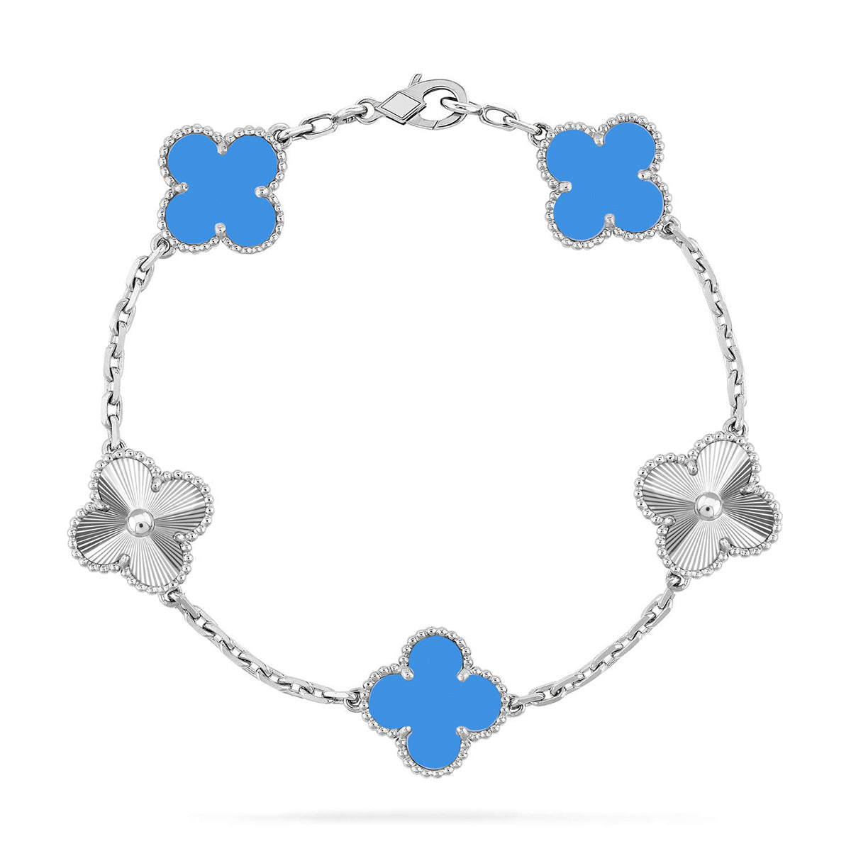 [sparkle Jewelry ] CLOVER 5 MOTIF BLUE AGATE BRACELET COLLECTION