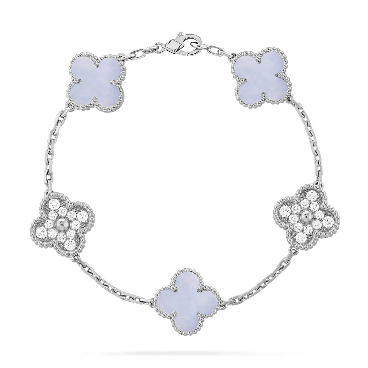 [Sparkle]LUCKY CLOVER 5-MOTIF-ARMBAND - PURPLE CHALCEDONY KOLLEKTION