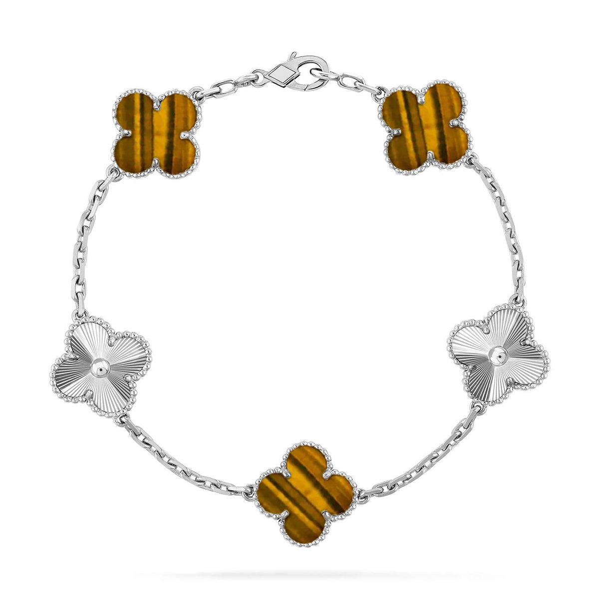 [sparkle Jewelry ] CLOVER 5 MOTIFS TIGER EYE BRACELET COLLECTION