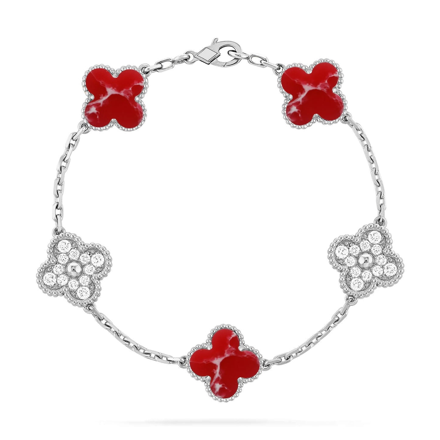 [Sparkle]LUCKY CLOVER 5-MOTIV-ARMBAND - RED LARIMAR KOLLEKTION