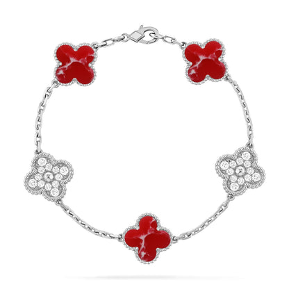 [Sparkle]LUCKY CLOVER 5-MOTIV-ARMBAND - RED LARIMAR KOLLEKTION