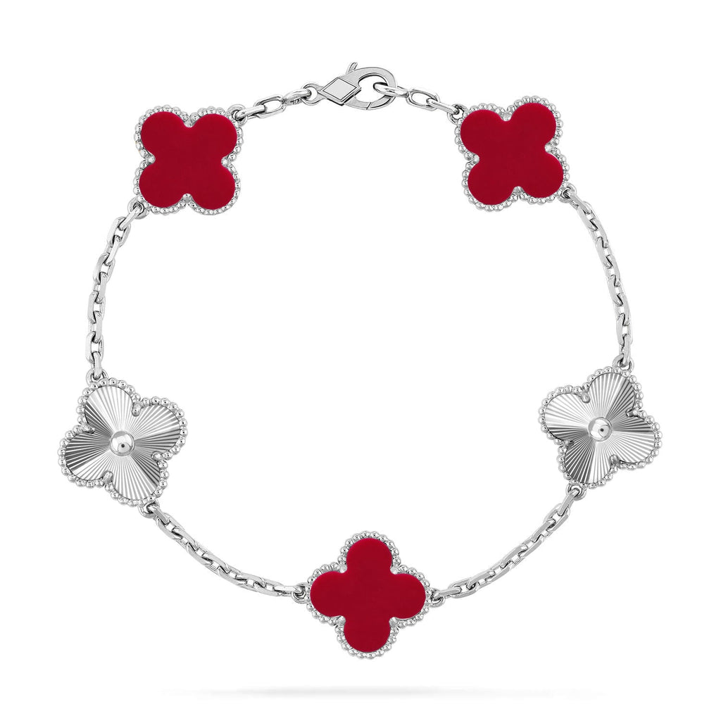 [sparkle Jewelry ] CLOVER 5 MOTIF RED CORNELIAN BRACELET COLLECTION