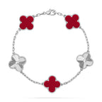 [sparkle Jewelry ] CLOVER 5 MOTIF RED CORNELIAN BRACELET COLLECTION