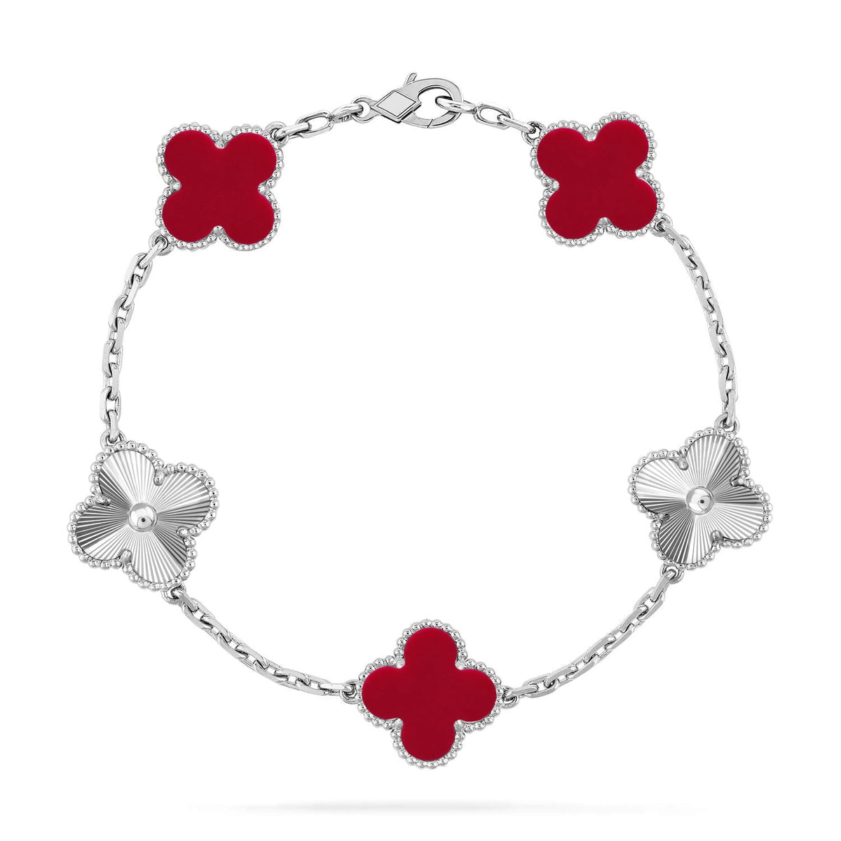 [sparkle Jewelry ] CLOVER 5 MOTIF RED CORNELIAN BRACELET COLLECTION