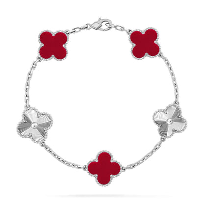 [sparkle Jewelry ] CLOVER 5 MOTIF RED CORNELIAN BRACELET COLLECTION