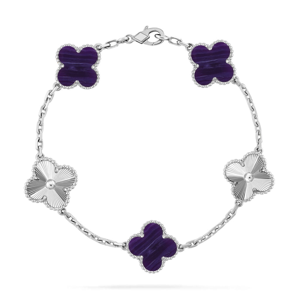 [sparkle Jewelry ]CLOVER 5 MOTIF PURPLE STRIPES BRACELET COLLECTION