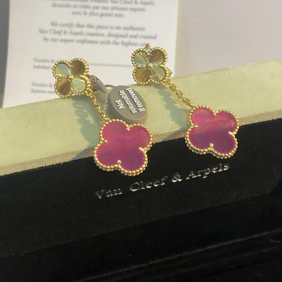[sparkle Jewelry]NEW sparkle 2 MOTIF PINK ENAMEL EARRINGS
