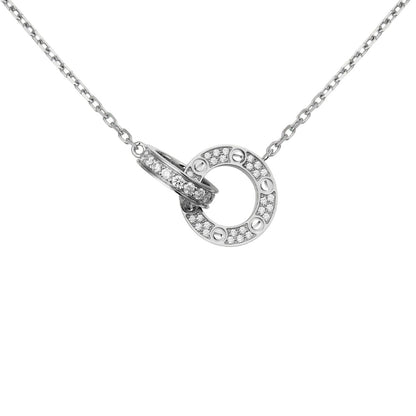 [Sparkle]DOPPELRING-ANHÄNGERKETTE MIT VOLLSTÄNDIGER PAVÉ-FASSUNG