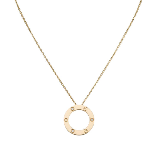 [Sparkle]LOVE RUNDER ANHÄNGER MIT 3 DIAMANTEN HALSKETTE