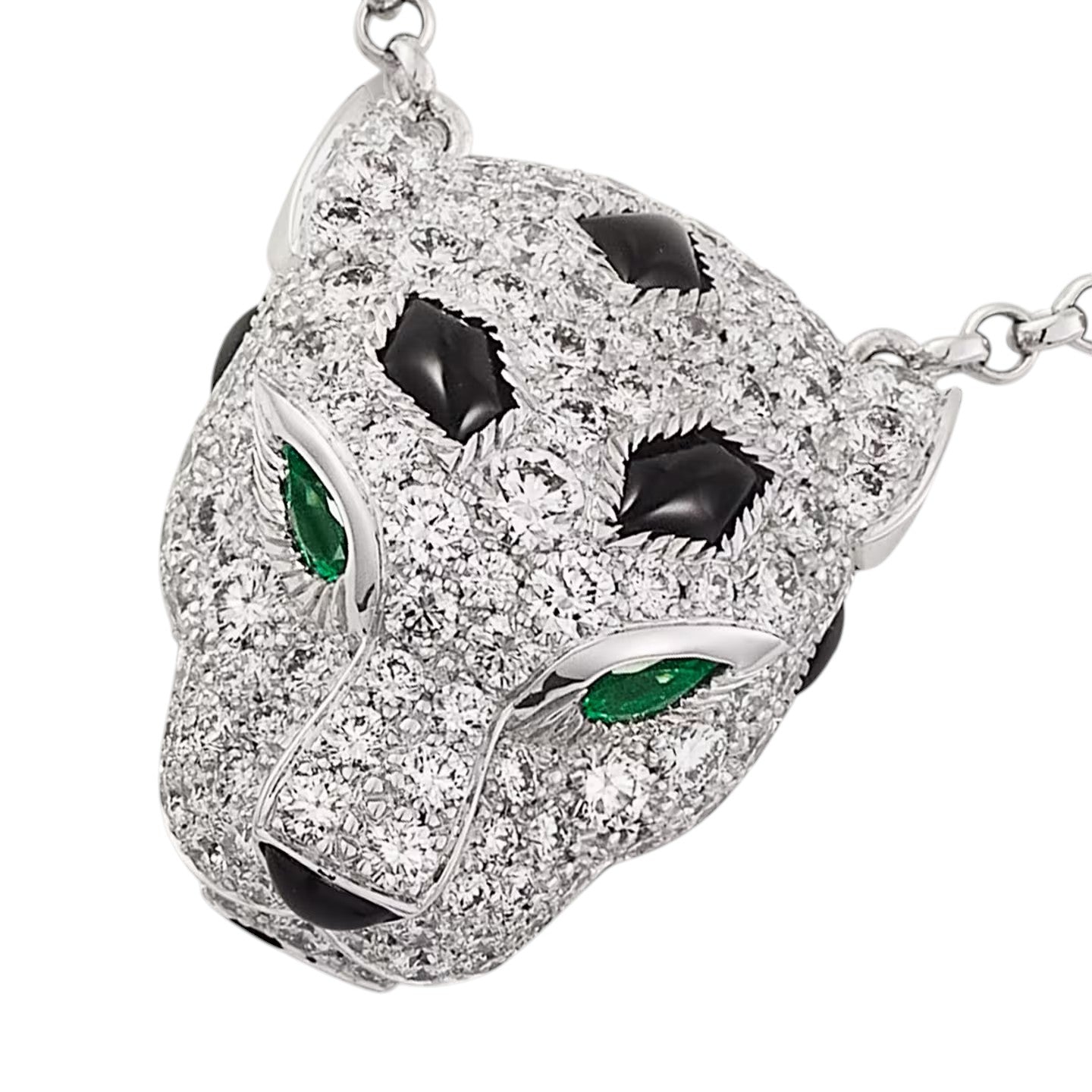 [Sparkle]ヒョウの頭部全面パヴェダイヤモンドペンダントネックレス