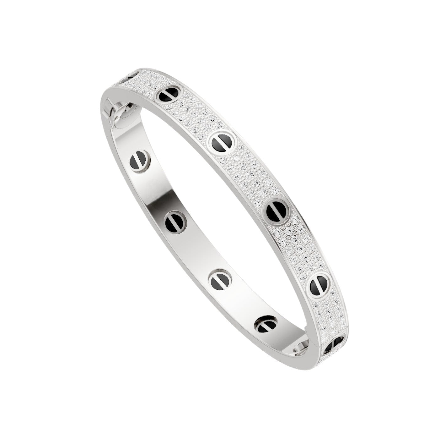 [Sparkle]KLASSISCHER 6.1MM LOVE ARMREIF – DIAMANT PAVÉ & SCHWARZE KERAMIK
