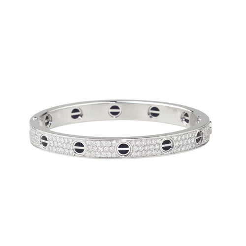 [Sparkle]KLASSISCHER 6.1MM LOVE ARMREIF – DIAMANT PAVÉ & SCHWARZE KERAMIK