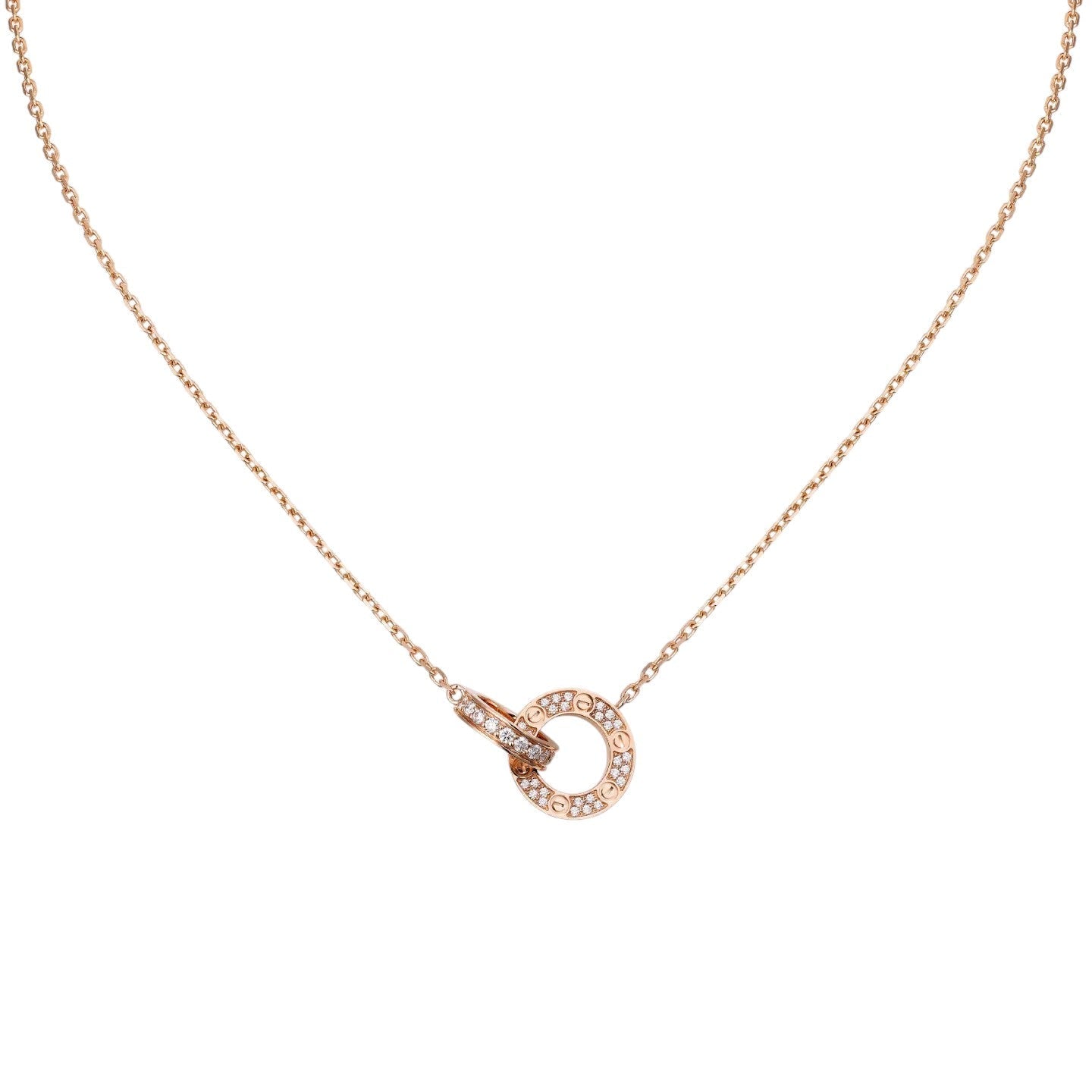 [Sparkle]DOPPELRING-ANHÄNGERKETTE MIT VOLLSTÄNDIGER PAVÉ-FASSUNG