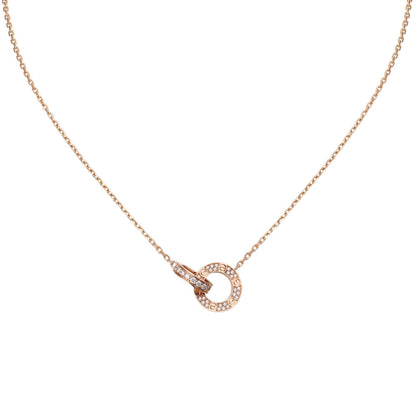 [Sparkle]DOPPELRING-ANHÄNGERKETTE MIT VOLLSTÄNDIGER PAVÉ-FASSUNG