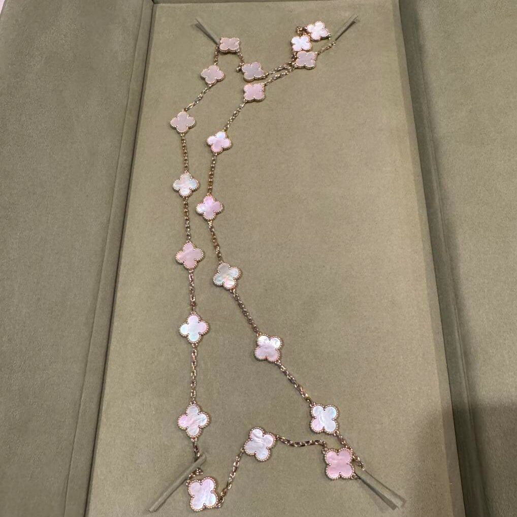 [sparkle Jewelry ]CLOVER 20 MOTIFS PINK MOP NECKLACE