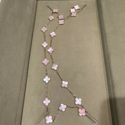[sparkle Jewelry ]CLOVER 20 MOTIFS PINK MOP NECKLACE