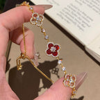 [sparkle Jewelry ]CLOVER 5 MOTIF PINK BLUE RED WHITE BRACELET