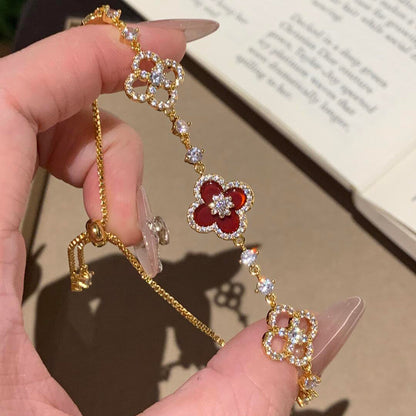 [sparkle Jewelry ]CLOVER 5 MOTIF PINK BLUE RED WHITE BRACELET