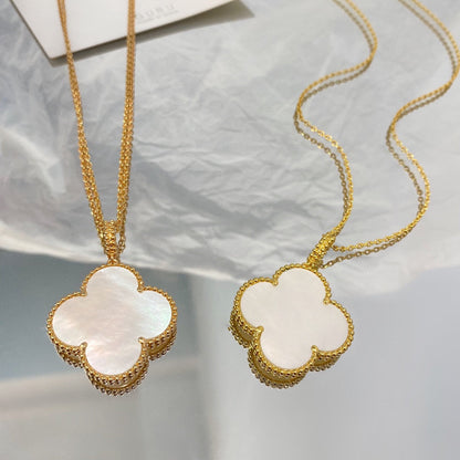 [sparkle Jewelry ]CLOVER 25MM MOP LARGE PENDANT NECKLACE
