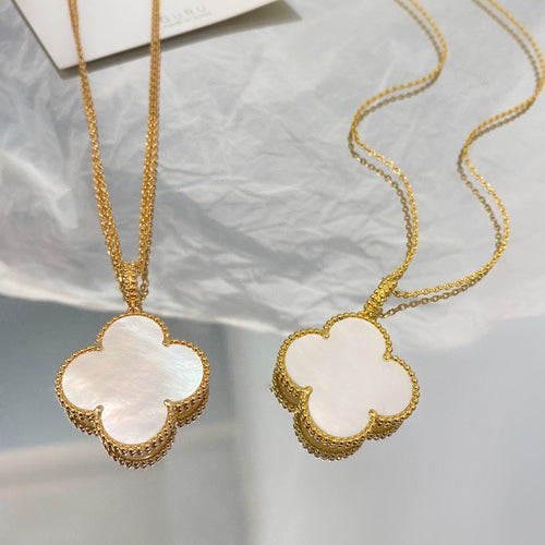 [sparkle Jewelry ]CLOVER 25MM MOP LARGE PENDANT NECKLACE