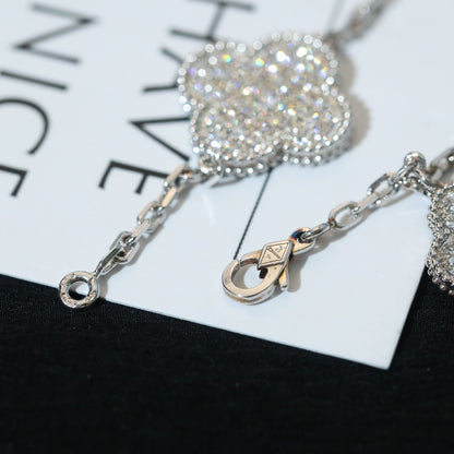 [sparkle Jewelry ]CLOVER BRACELET 5 MOTIF SILVER DIAMOND PAVED