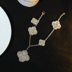 [sparkle Jewelry ]CLOVER BRACELET 5 MOTIF SILVER DIAMOND PAVED
