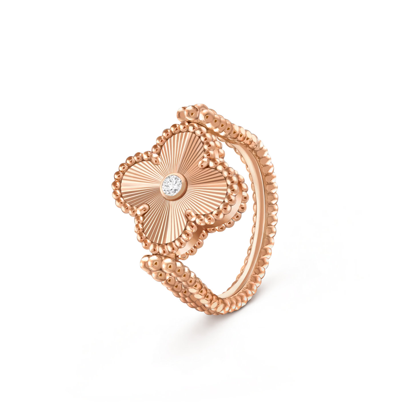 [Sparkle]LUCKY CLOVER ROSE GOLD REVERSIBLE RING