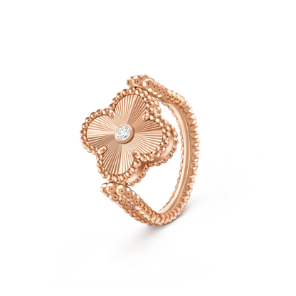 [Sparkle]LUCKY CLOVER ROSE GOLD REVERSIBLE RING