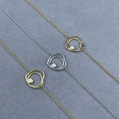 [sparkle Jewelry]HOLLOW HEART SINGLE DIAMOND BRACELET