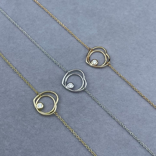 [sparkle Jewelry]HOLLOW HEART SINGLE DIAMOND BRACELET