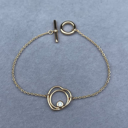 [sparkle Jewelry]HOLLOW HEART SINGLE DIAMOND BRACELET