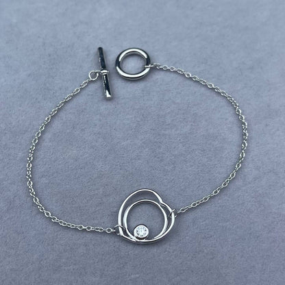[sparkle Jewelry]HOLLOW HEART SINGLE DIAMOND BRACELET