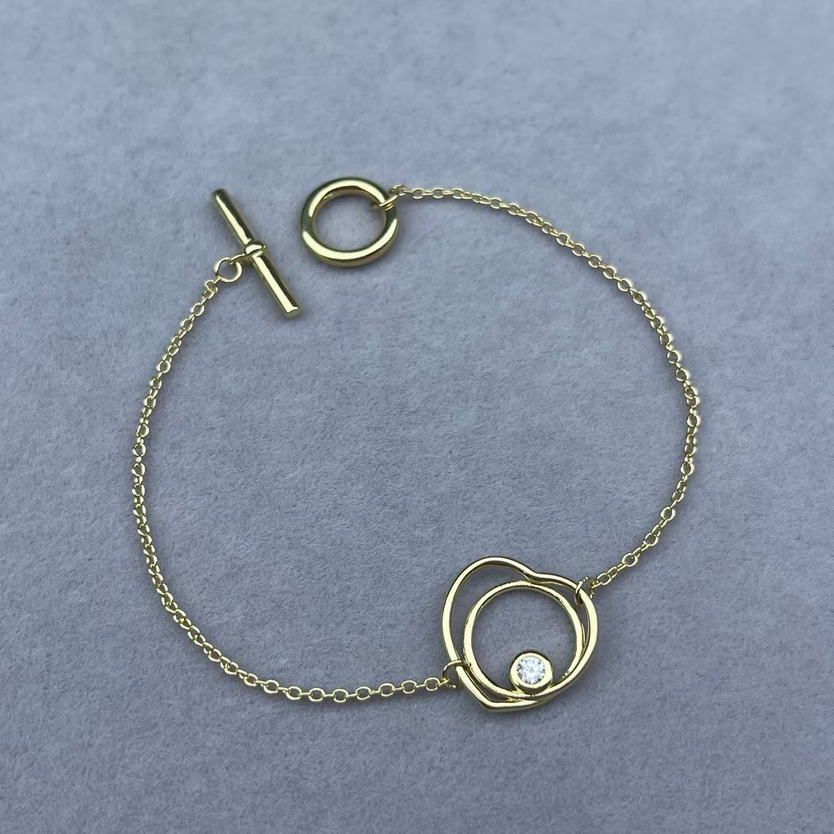 [sparkle Jewelry]HOLLOW HEART SINGLE DIAMOND BRACELET