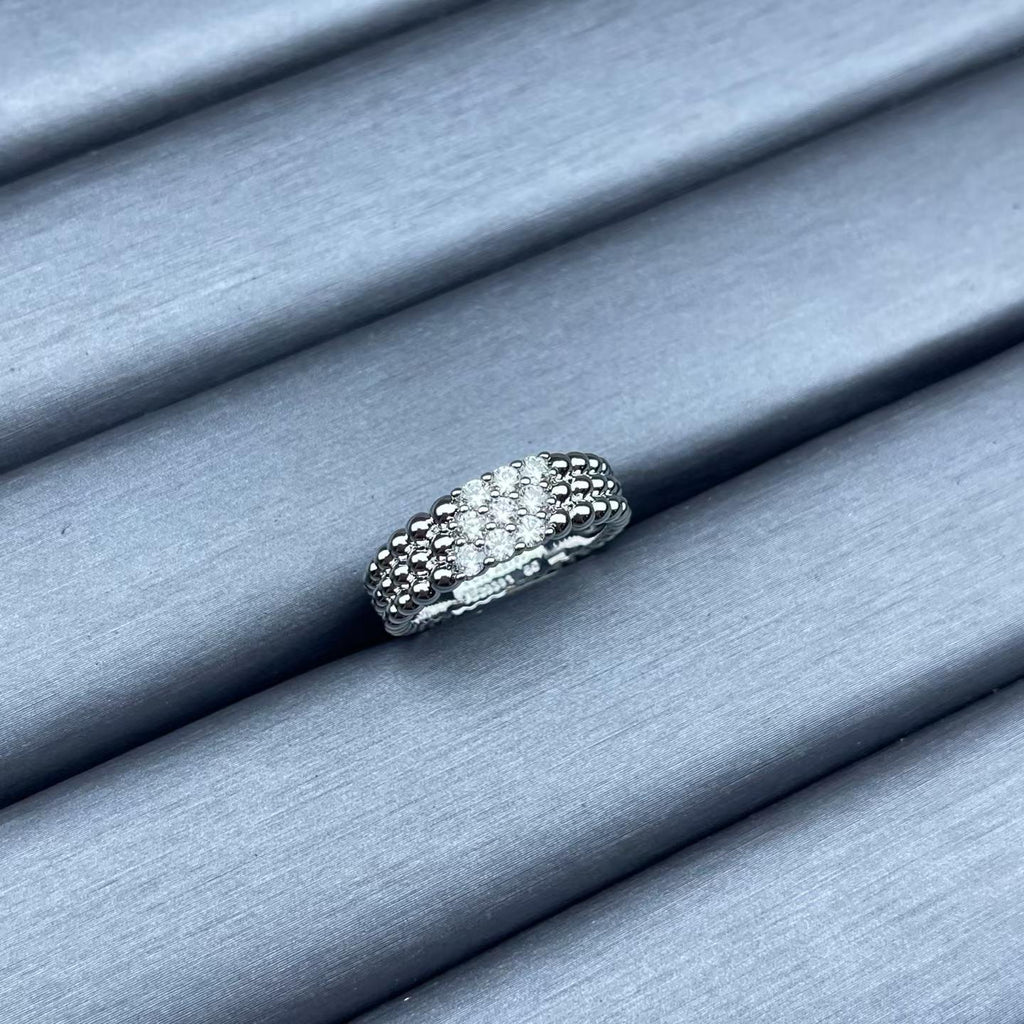 [sparkle Jewelry]NARROW BEADED RING WITH DIAMONDS