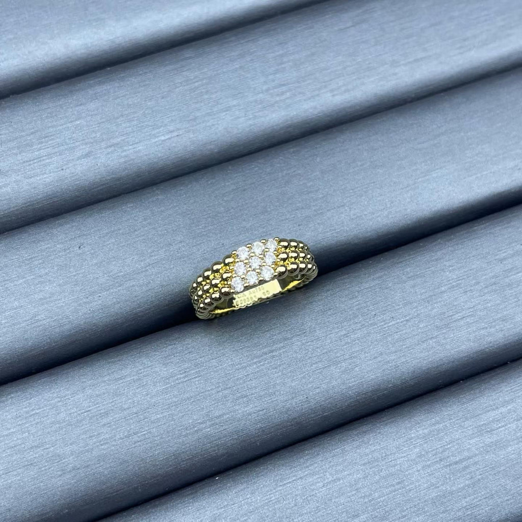 [sparkle Jewelry]NARROW BEADED RING WITH DIAMONDS