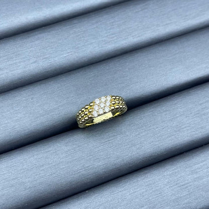 [sparkle Jewelry]NARROW BEADED RING WITH DIAMONDS
