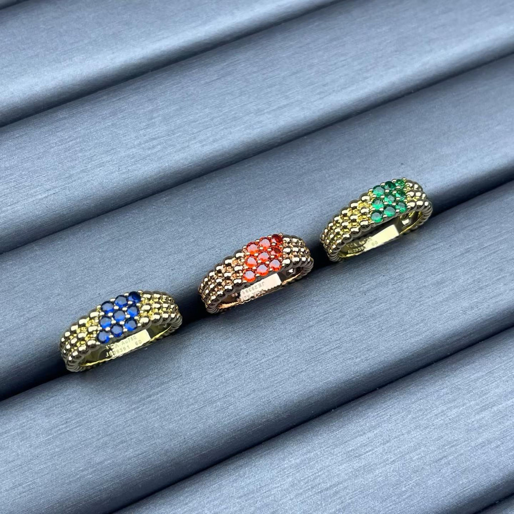 [sparkle Jewelry]NARROW BEADED RING WITH DIAMONDS