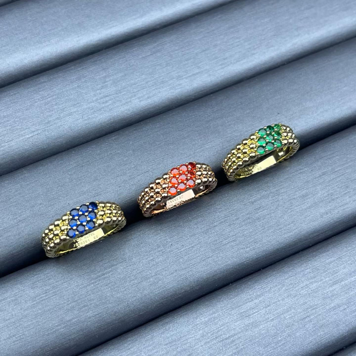 [sparkle Jewelry]NARROW BEADED RING WITH DIAMONDS