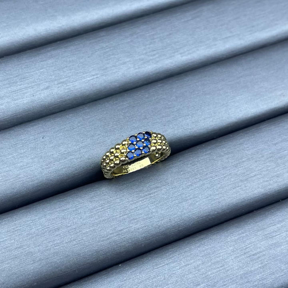 [sparkle Jewelry]NARROW BEADED RING WITH DIAMONDS