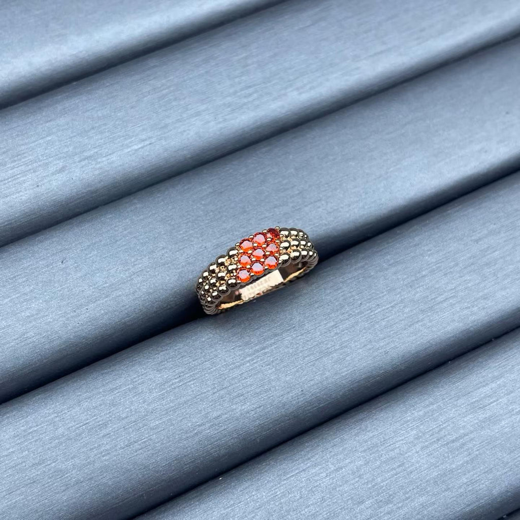 [sparkle Jewelry]NARROW BEADED RING WITH DIAMONDS