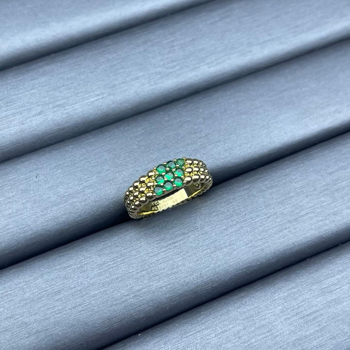 [sparkle Jewelry]NARROW BEADED RING WITH DIAMONDS
