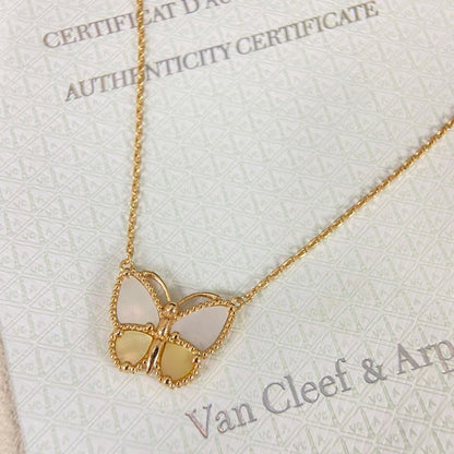 [sparkle Jewelry]NEW ROSE GOLD WHITE MOTHER OF PEARL BUTTERFLY NECKLACE
