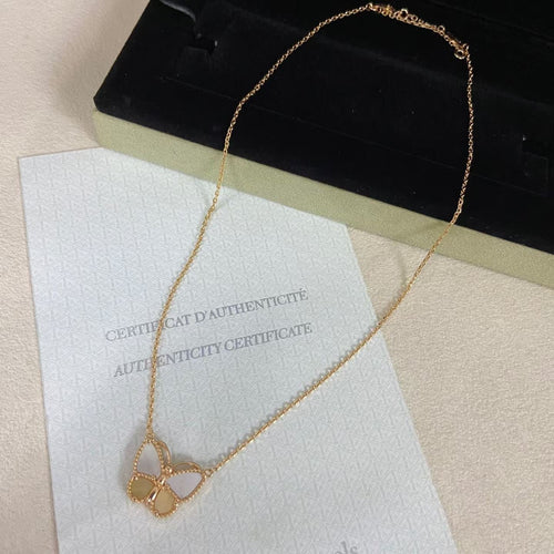 [sparkle Jewelry]NEW ROSE GOLD WHITE MOTHER OF PEARL BUTTERFLY NECKLACE