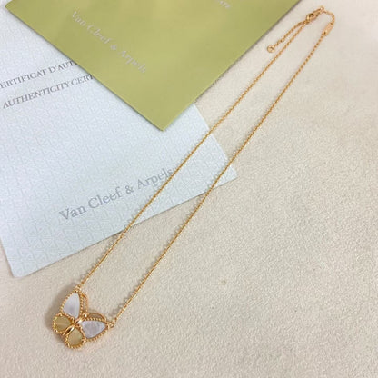 [sparkle Jewelry]NEW ROSE GOLD WHITE MOTHER OF PEARL BUTTERFLY NECKLACE
