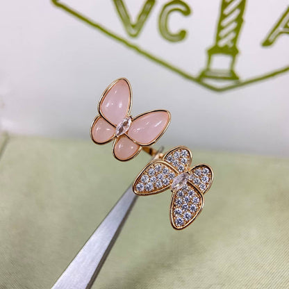 [sparkle Jewelry]TWIN BUTTERFLY NEW DIAMOND & PINK BUTTERFLY RING