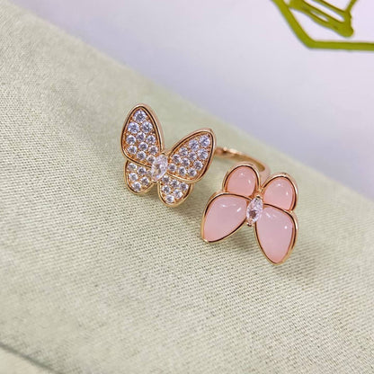 [sparkle Jewelry]TWIN BUTTERFLY NEW DIAMOND & PINK BUTTERFLY RING
